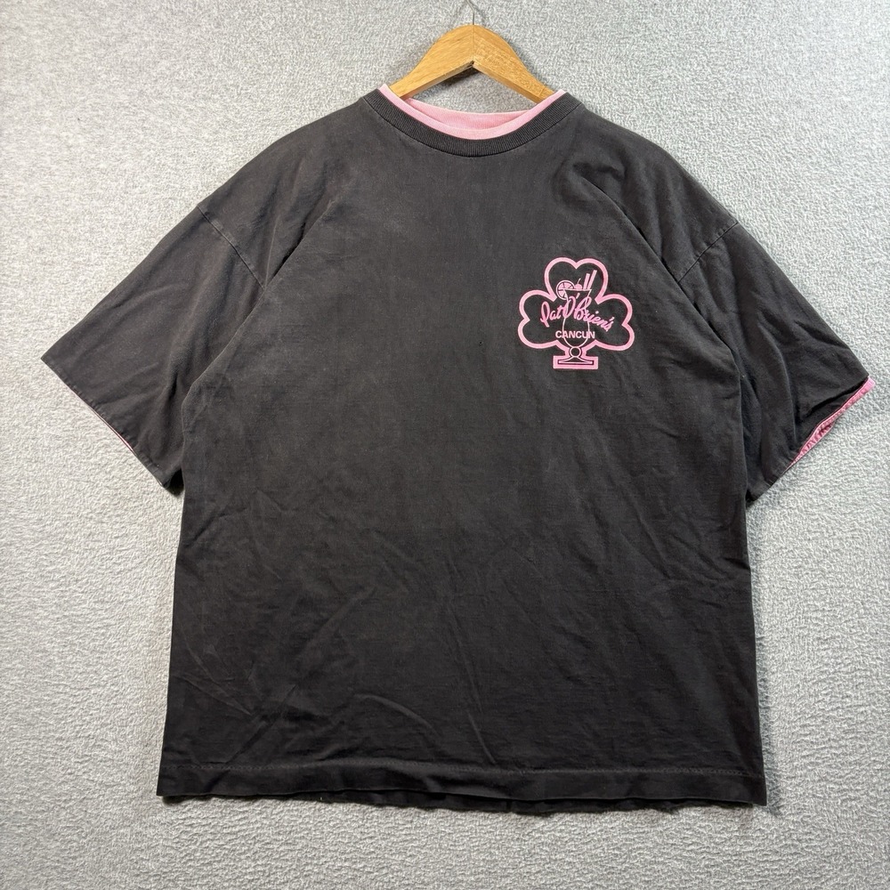 VTG 90s Pat O'Briens Cancun Double Collar T Shirt XL Dolfin Single Stitch Black
